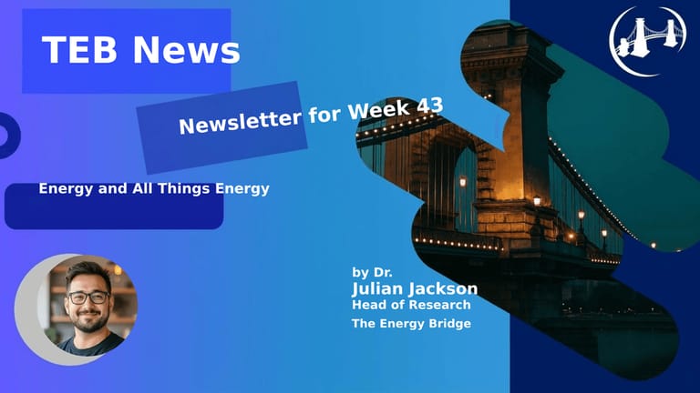 This is a professional newsletter header design for "TEB News" featuring energy sector content. The image combines modern graphic design with architectural