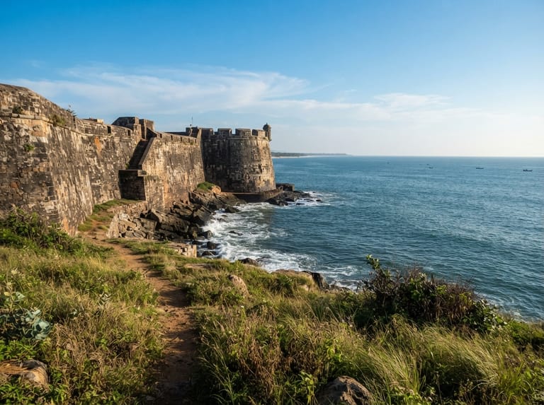 Sea-facing walls of Vattakottai Fort