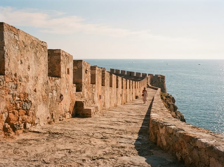 View along the fort's ramparts toward the sea