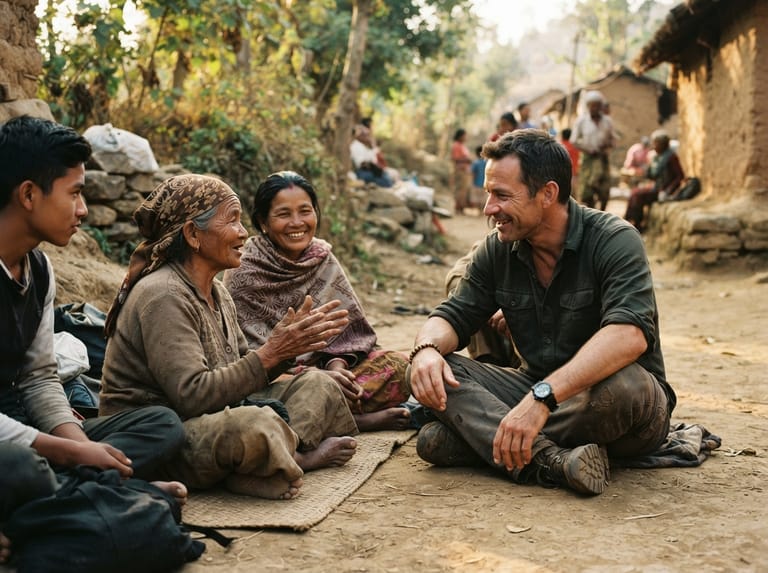 Chris in the field engaging with a local community